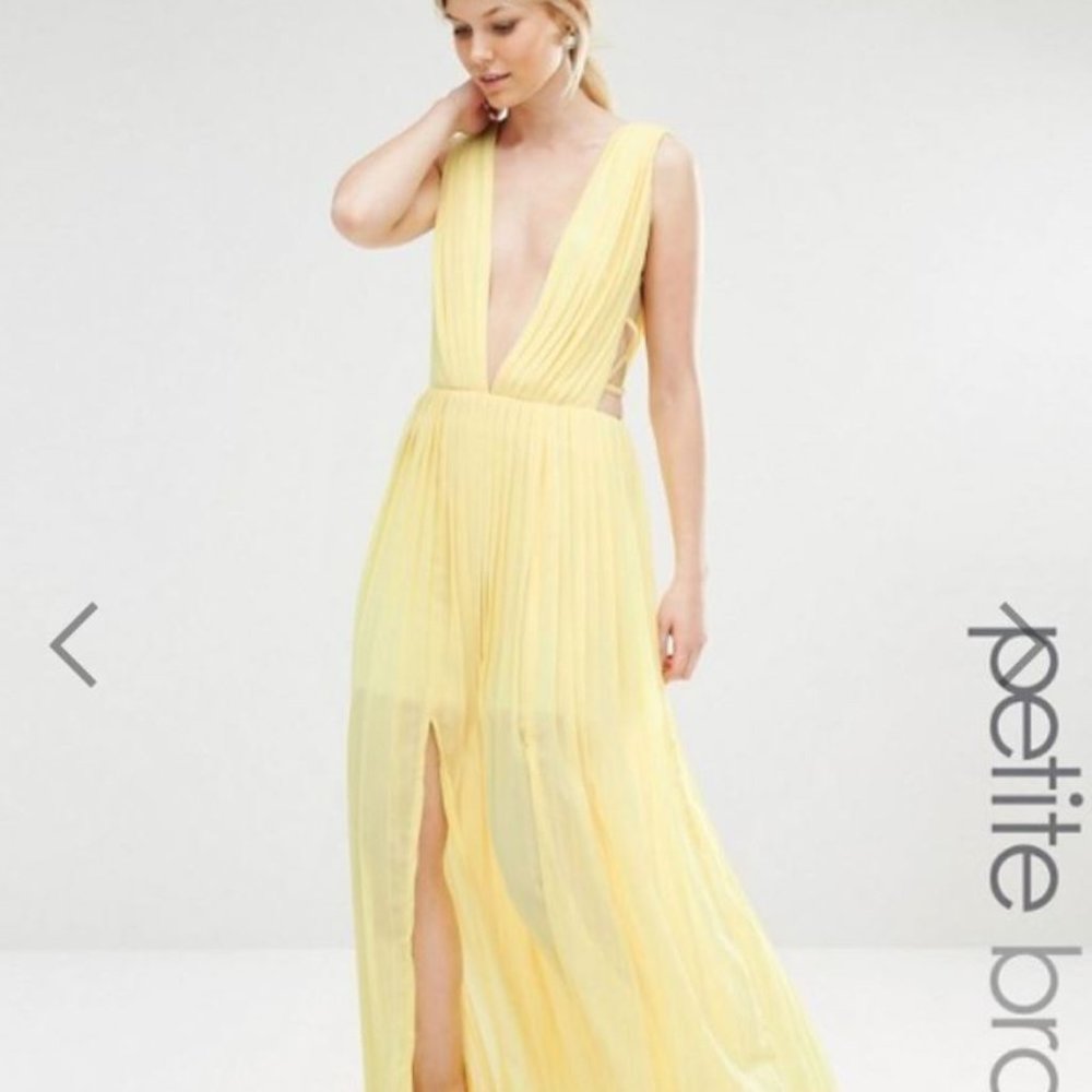 Petite Pleated Strappy Side Maxi Dress from ASOS